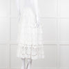 Farm Rio White Cotton Broderie Anglaise Midi Skirt
