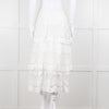 Farm Rio White Cotton Broderie Anglaise Midi Skirt