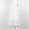 Farm Rio White Cotton Broderie Anglaise Midi Skirt