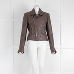 Balenciaga Brown Leather Zip Up Biker Jacket