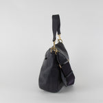 Abro Navy Leather Satchel Bag with Adjustable