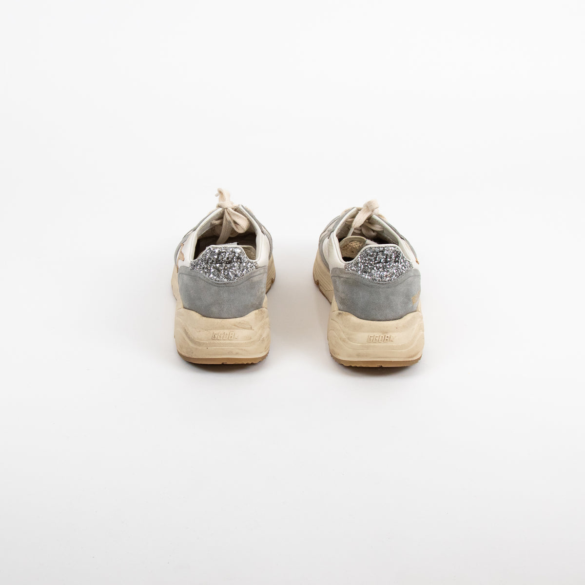 Golden Goose Cream Grey Glitter Detail Back Trainers