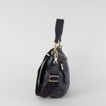 Abro Navy Leather Satchel Bag with Adjustable