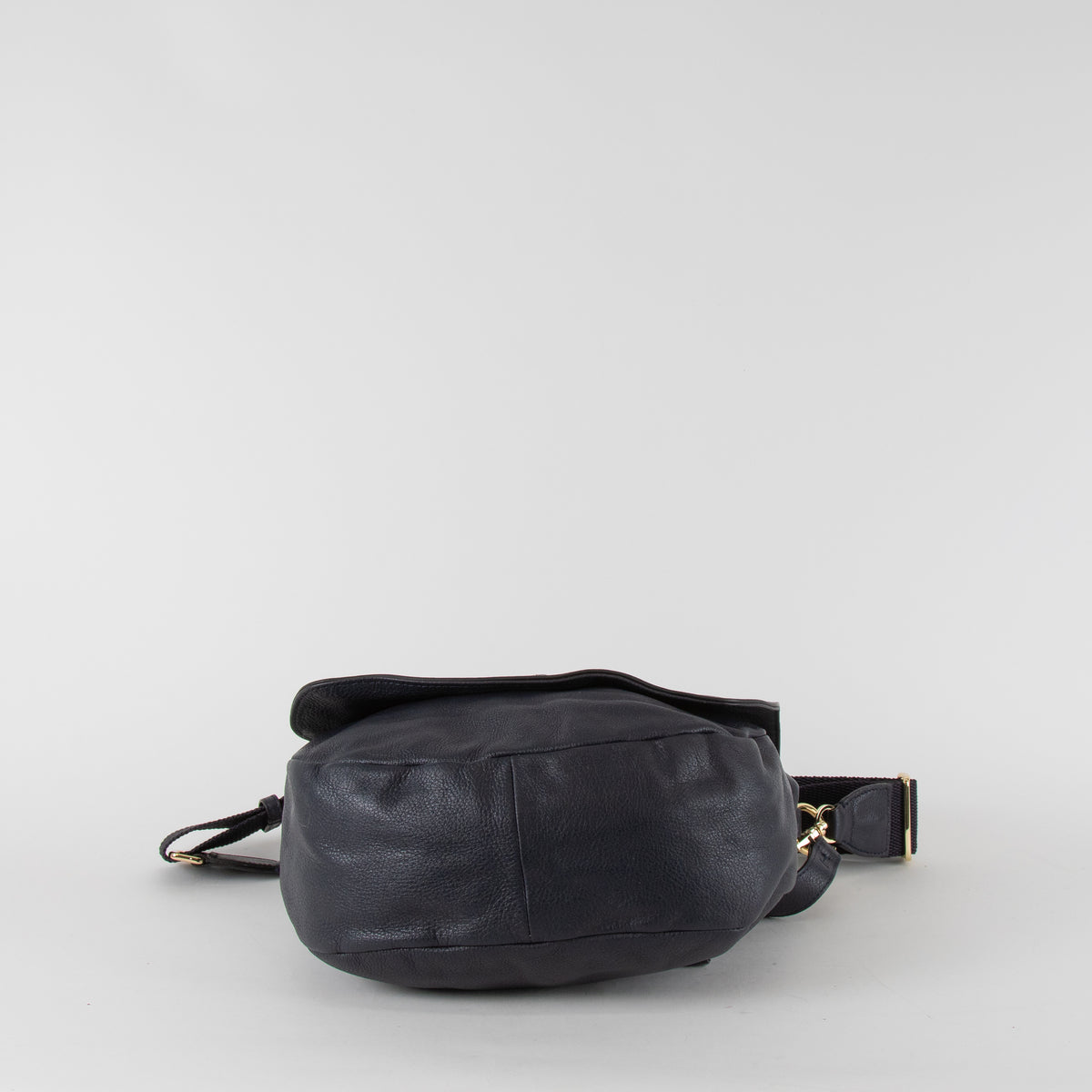 Abro Navy Leather Satchel Bag with Adjustable