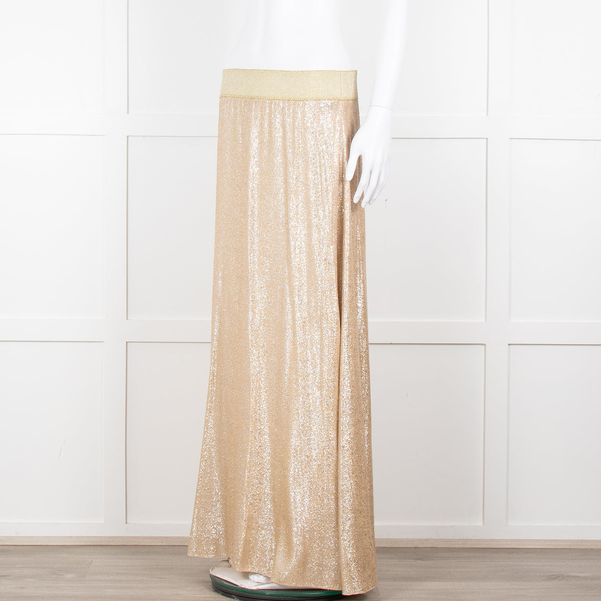 Marie France Van Damme Gold Silk Chiffon Maxi Skirt