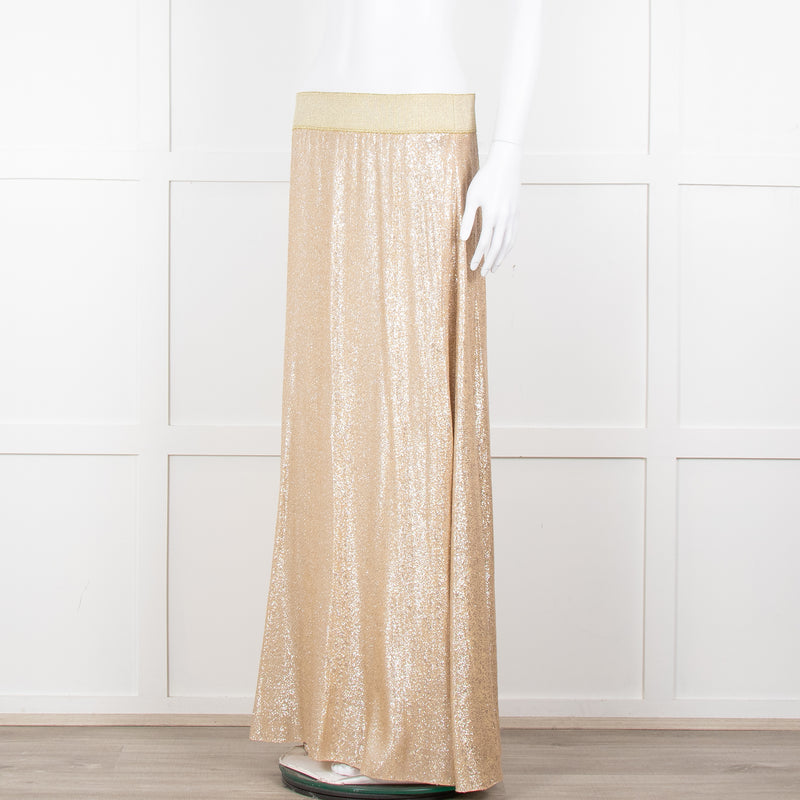 Marie France Van Damme Gold Silk Chiffon Maxi Skirt