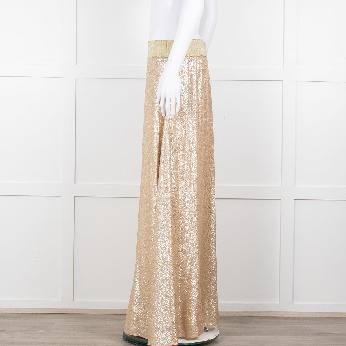 Marie France Van Damme Gold Silk Chiffon Maxi Skirt