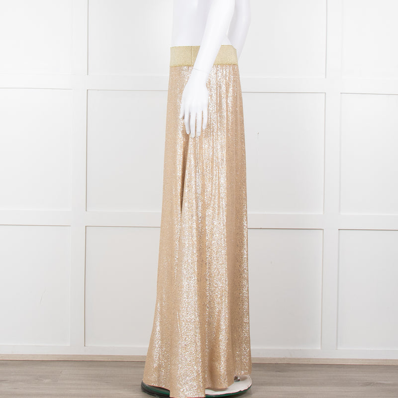 Marie France Van Damme Gold Silk Chiffon Maxi Skirt
