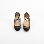 Jimmy Choo Black Mesh Trim Lace Up Ankle Heels