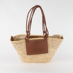 Castaner Raffia Bag with Logo Patch and Braided Handles
