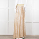 Marie France Van Damme Gold Silk Chiffon Maxi Skirt