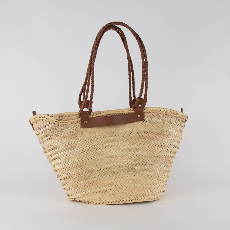 Castaner Raffia Bag with Logo Patch and Braided Handles