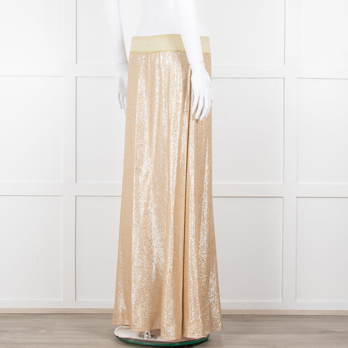 Marie France Van Damme Gold Silk Chiffon Maxi Skirt