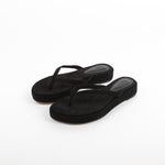 Porte & Paire Black Suede Platform Flip Flops