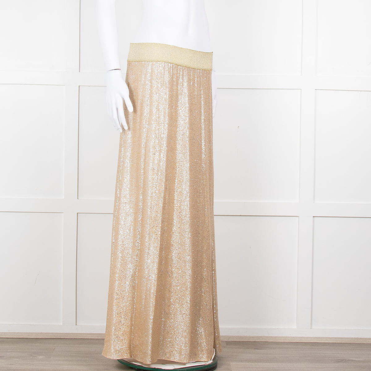 Marie France Van Damme Gold Silk Chiffon Maxi Skirt