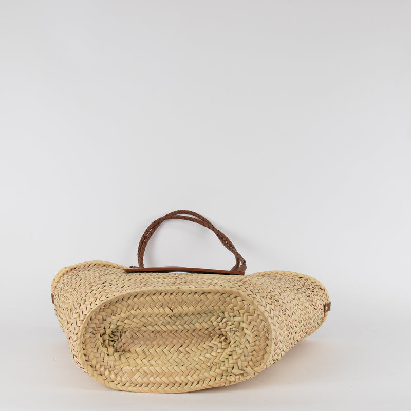 Castaner Raffia Bag with Logo Patch and Braided Handles