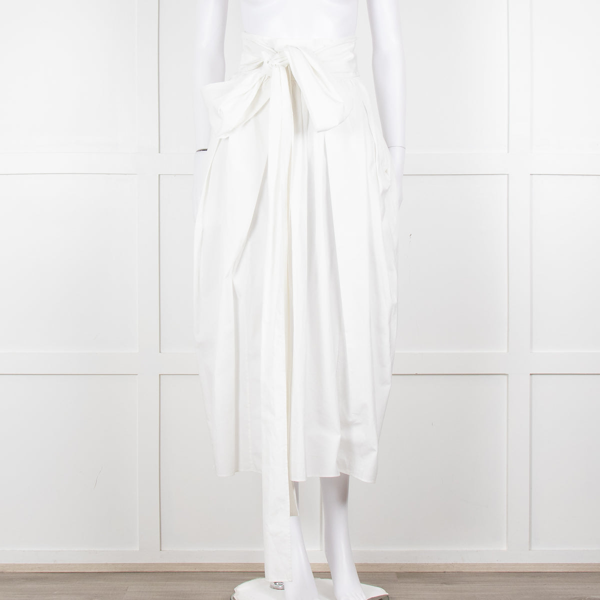 Cecilie Bahnsen White Cotton Belted Full Skirt