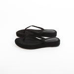 Porte & Paire Black Suede Platform Flip Flops