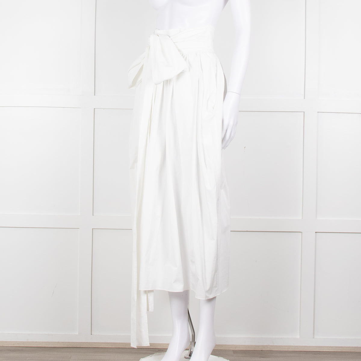 Cecilie Bahnsen White Cotton Belted Full Skirt