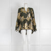 P.A.R.O.S.H Green Gold Long Sleeve Peplum Top