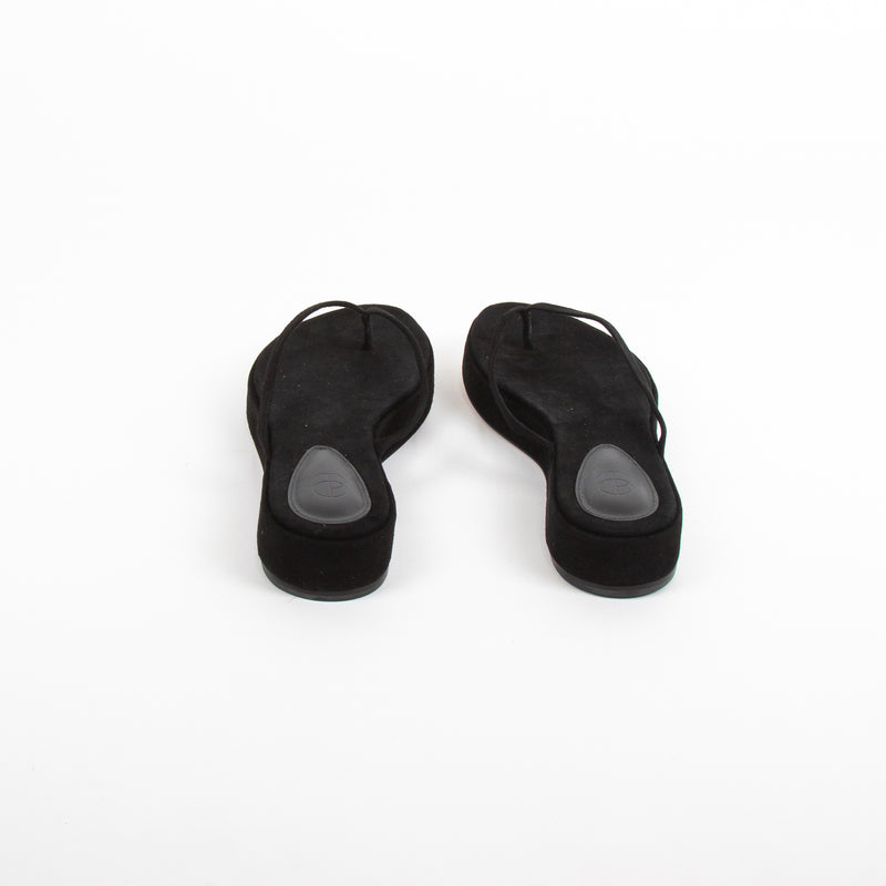 Porte & Paire Black Suede Platform Flip Flops