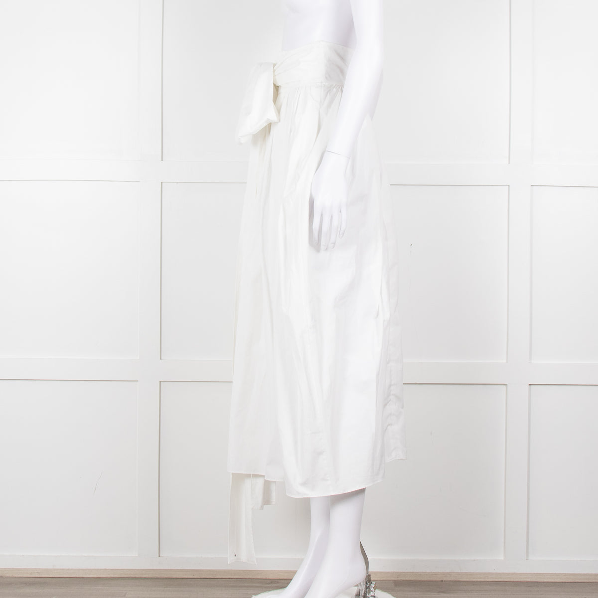 Cecilie Bahnsen White Cotton Belted Full Skirt
