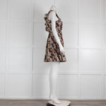 Ulla Johnson Cream Purple Print Cotton Frill Detail Short Dress