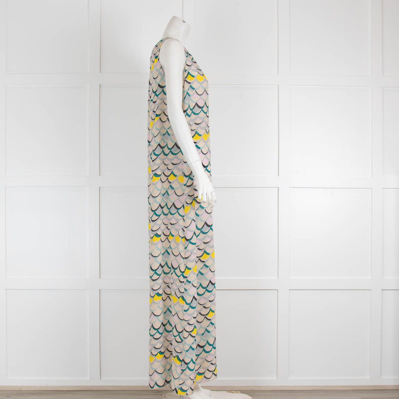 Missoni Grey Green Yellow Geometric Print Sleeveless Dress