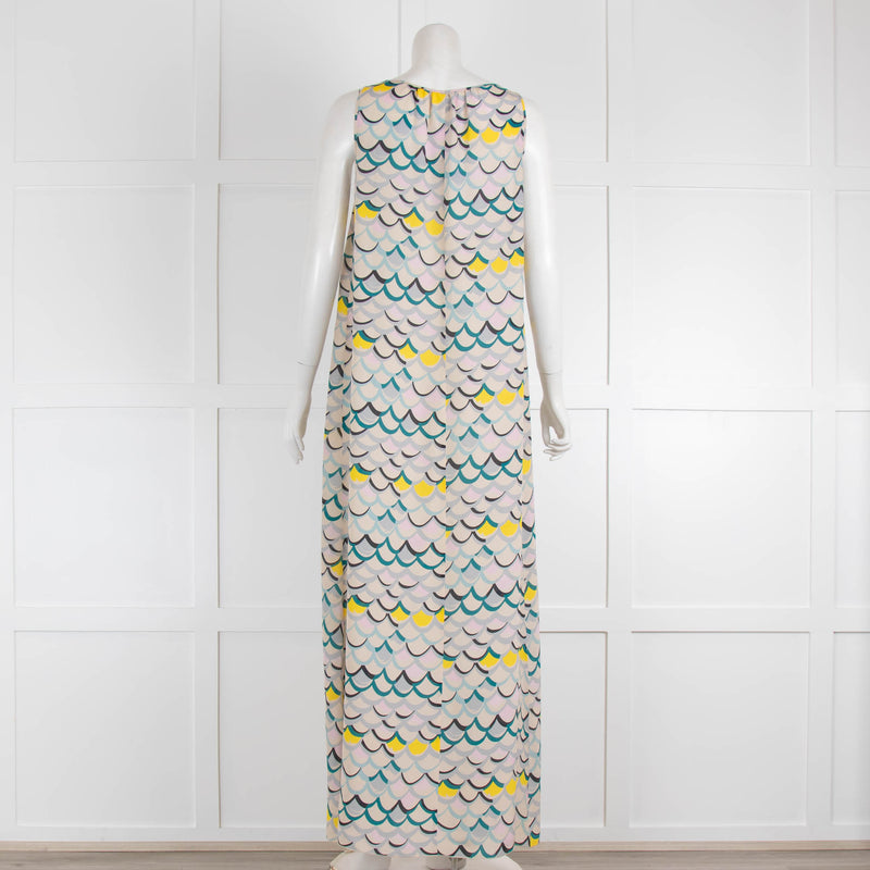 Missoni Grey Green Yellow Geometric Print Sleeveless Dress