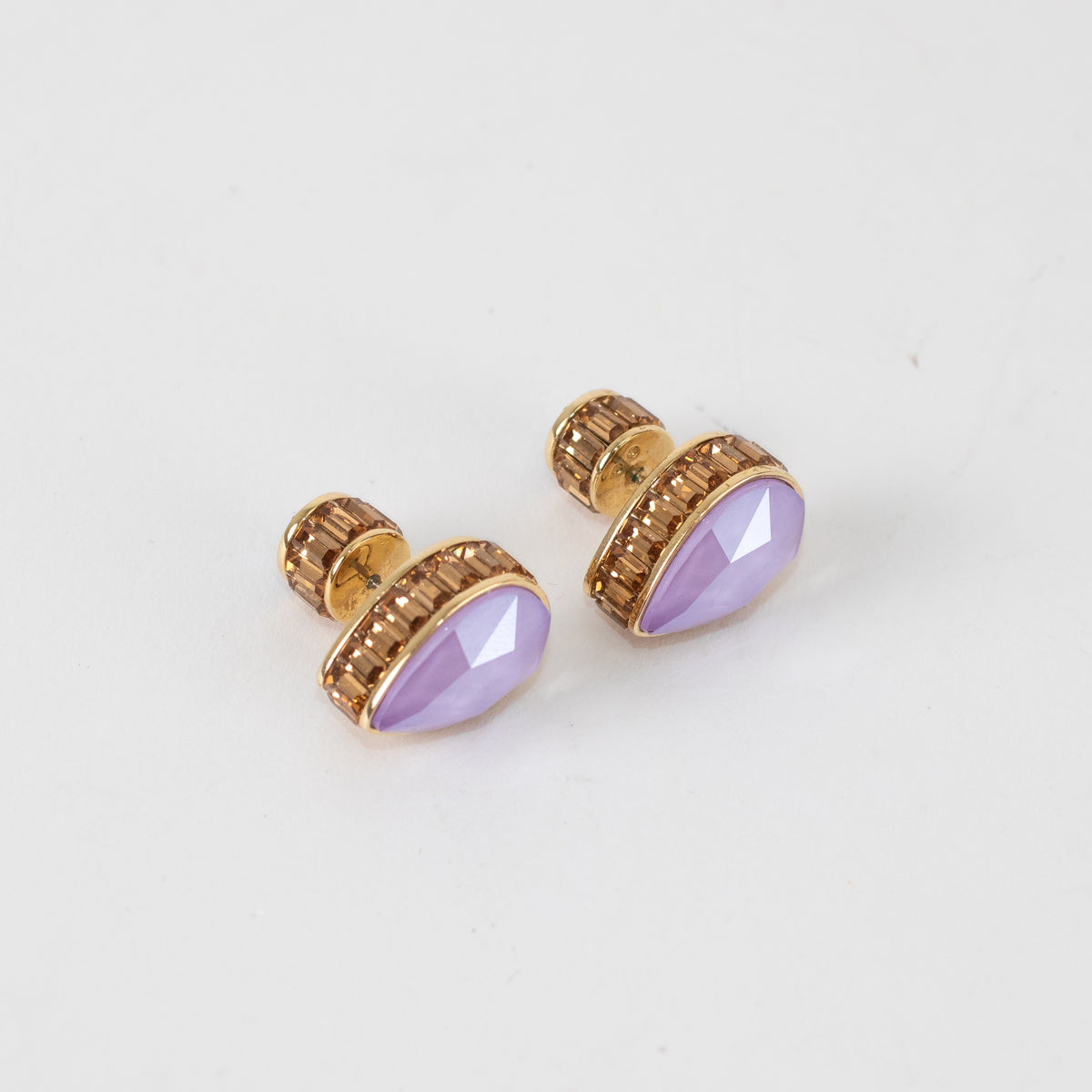 Swarovski Gold Lilac Tear Shape Stud Earrings