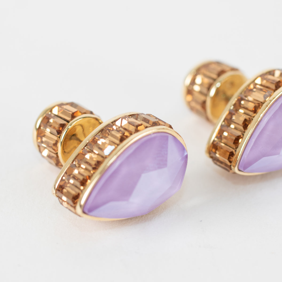 Swarovski Gold Lilac Tear Shape Stud Earrings