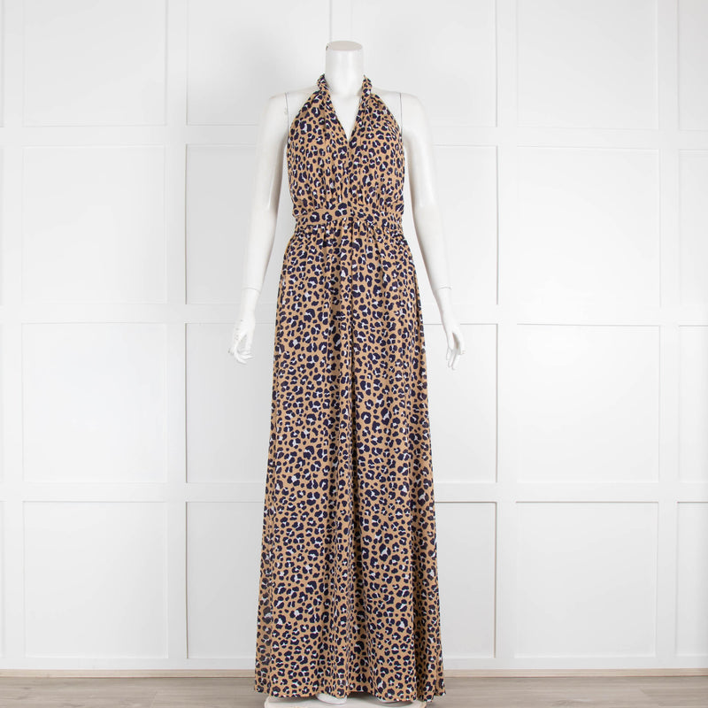 Michael by Michael Kors Leopard Print Halterneck Maxi Dress