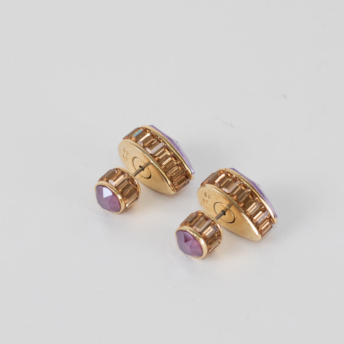 Swarovski Gold Lilac Tear Shape Stud Earrings