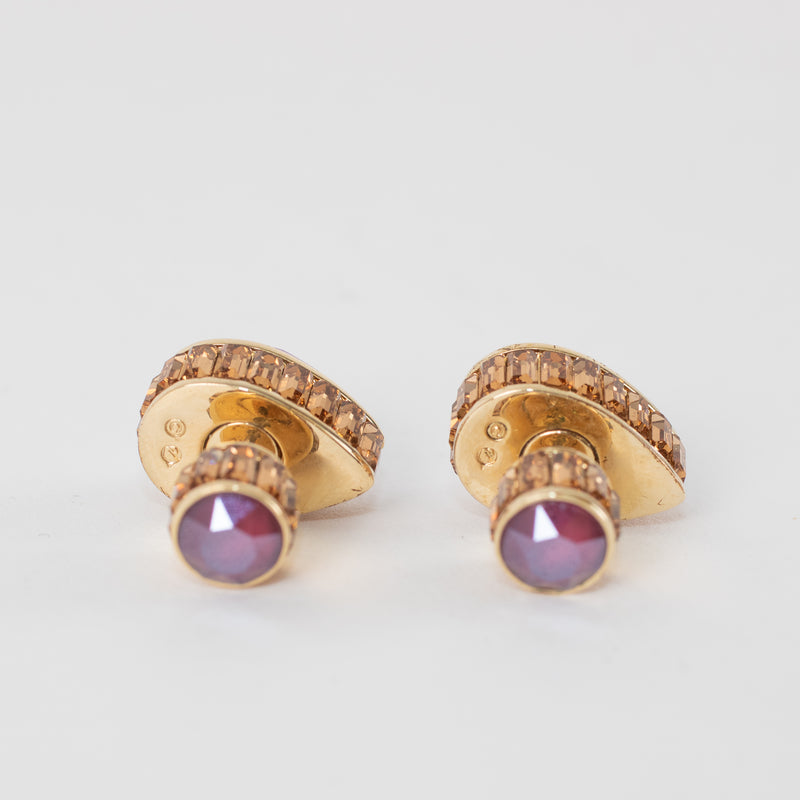Swarovski Gold Lilac Tear Shape Stud Earrings