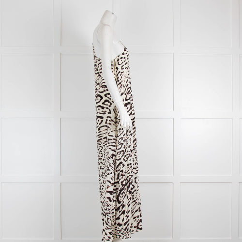 Paula Hermanny Cream Leopard Print One Shoulder Dress