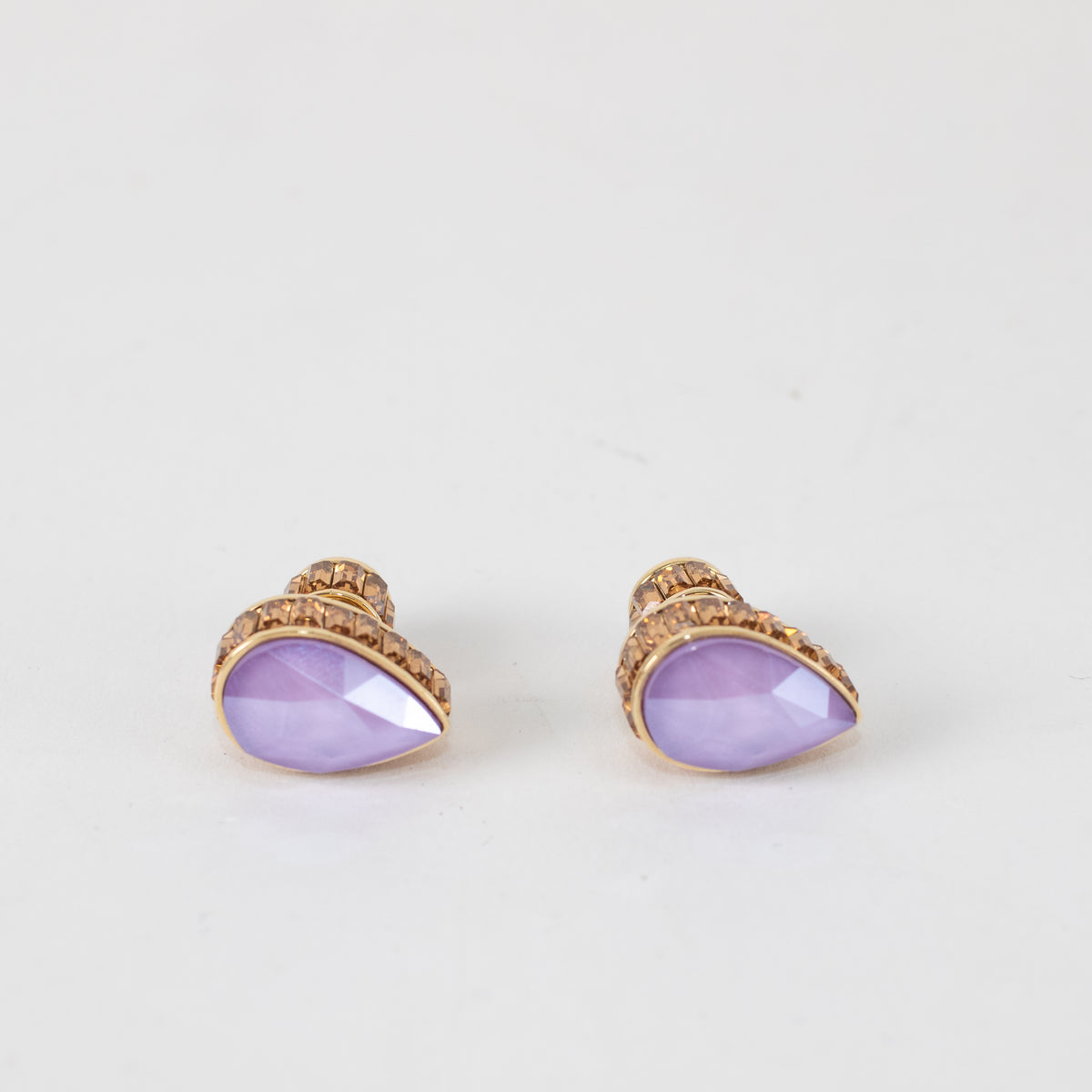 Swarovski Gold Lilac Tear Shape Stud Earrings