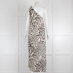 Paula Hermanny Cream Leopard Print One Shoulder Dress