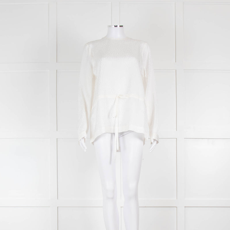 Raey White Jacquard Drawstring Waist Top