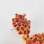 Oscar De La Renta Gold Red Diamante Stud Earrings