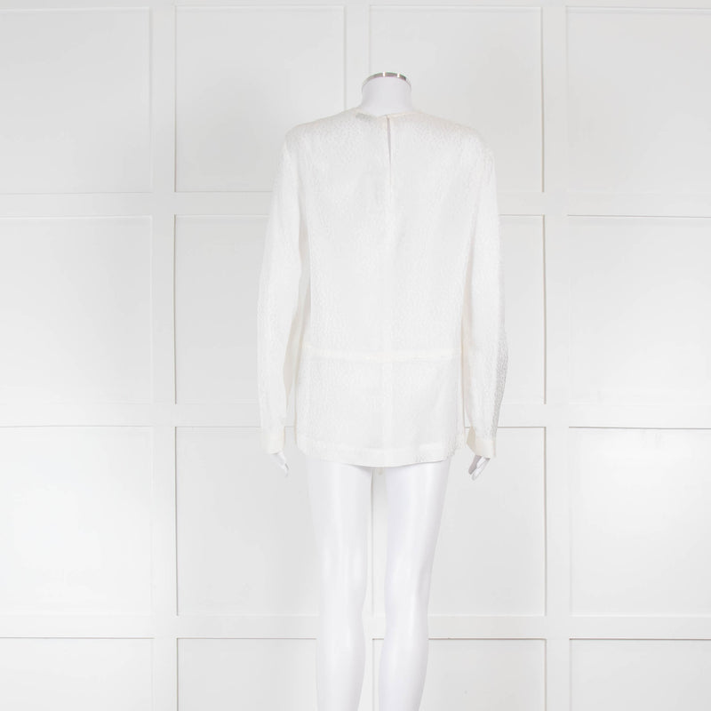Raey White Jacquard Drawstring Waist Top