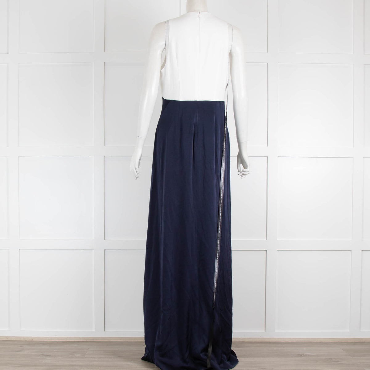 Galvan Navy and White Sleeveless Maxi Dress