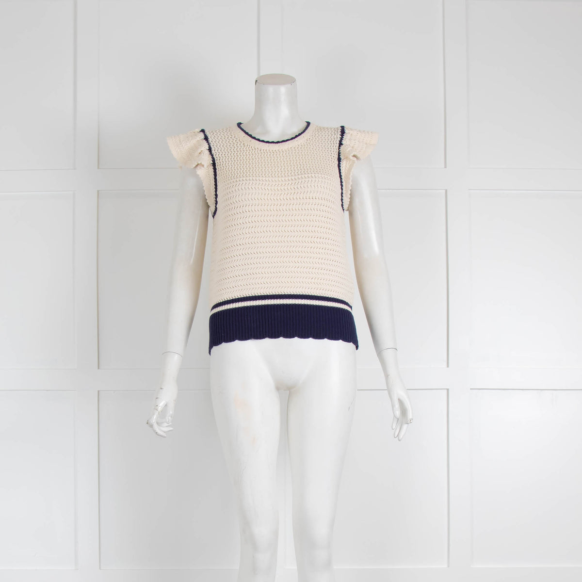 Me+Em Frill Shoulder Crotcheted Vest