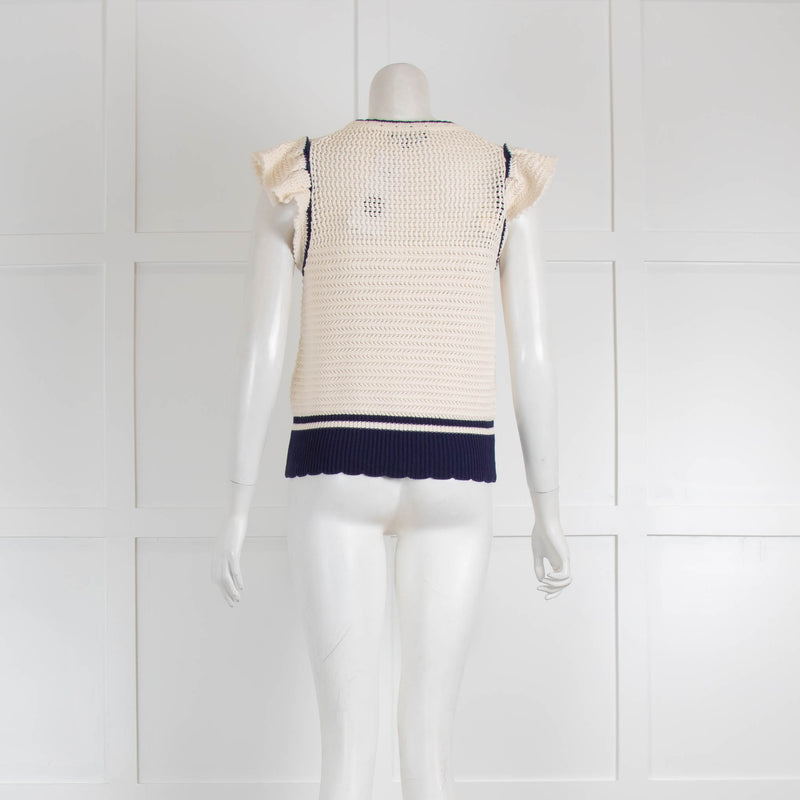 Me+Em Frill Shoulder Crotcheted Vest