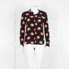 Ganni Black Red White Rose Print Blouse