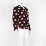 Ganni Black Red White Rose Print Blouse