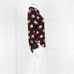 Ganni Black Red White Rose Print Blouse
