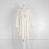 Alberta Ferretti Cream V Neck Silk Blouse Cape