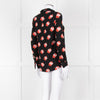 Ganni Black Red White Rose Print Blouse