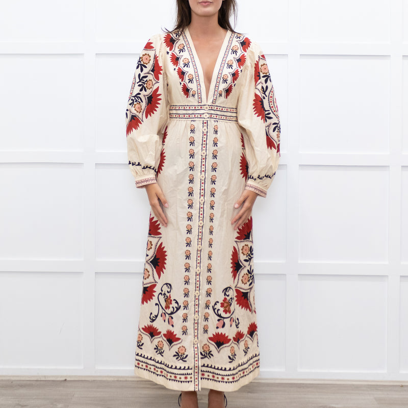 Farm Rio Cream Print Mandala Maxi Dress