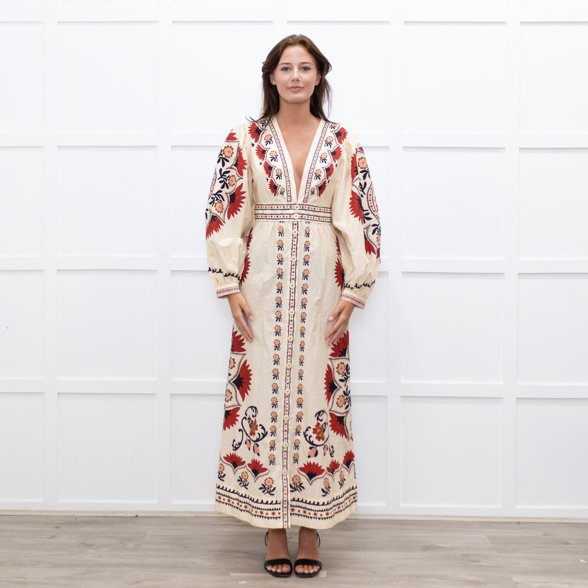 Farm Rio Cream Print Mandala Maxi Dress